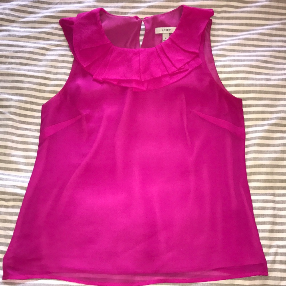 J. Crew 100% silk pleated collar sleeveless top